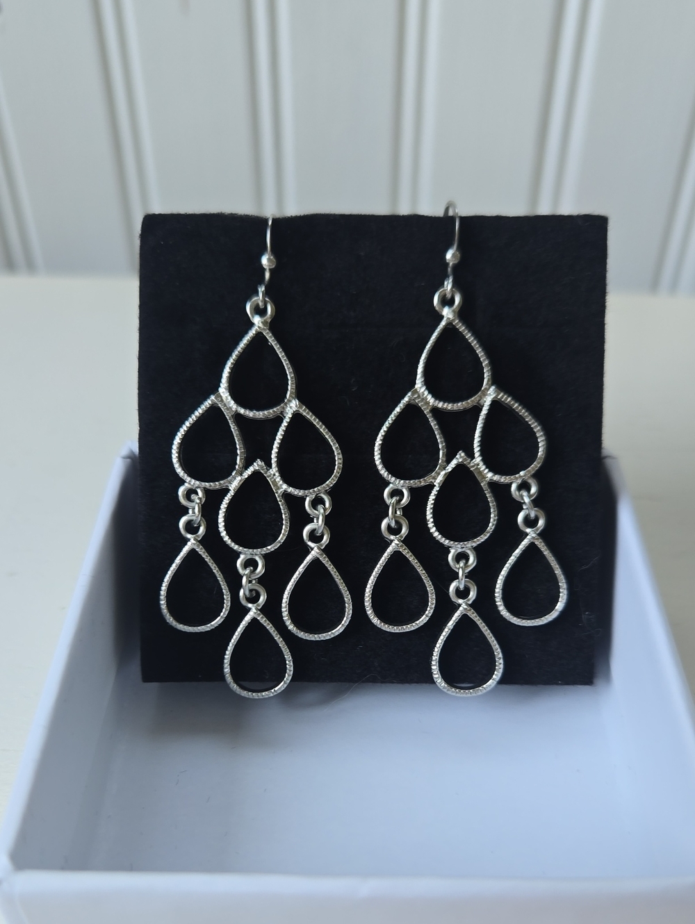 Sterling Silver Teardrop Chandelier Earrings - Women Jewelry
